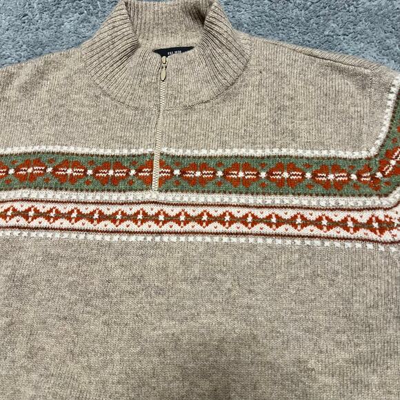 Woolrich Sweater Womens XXL Lambs Wool Nordic  Quarter Zip Brown ** - Picture 2 of 8